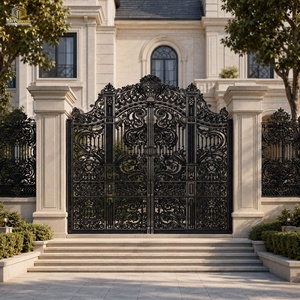 Portail double en fer forgé galvanisé à chaud, résistant à la rouille, motifs complexes, montage facile, design écologique pour villa - Product Image 2