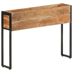 Rustic Set 2 Wooden Floor <b>Vase</b> <b>Square</b> Shape with Metal Stand for Floral Display Indoor Outdoor Decor - Product Image 3