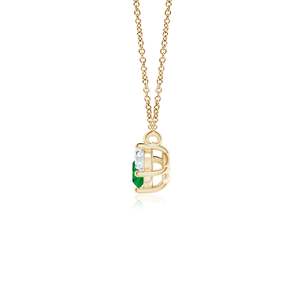 14K <b>Solid</b> <b>Gold</b> Natural Emerald Classic Trio Diamond <b>Pendant</b> Necklace Fine Jewellery Neo Heritage Anniversary Wedding 2026 - Product Image 2