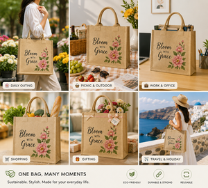 Custom Printed Floral Jute Tote <b>Bag</b> Rope Eco-Friendly <b>Reusable</b> Shopping Gift Exhibition Promotional Grocery Carry <b>Bag</b> Wholesale - Product Image 4