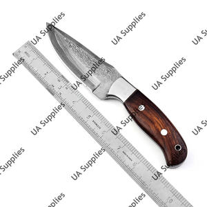 มีดสกินเนอร์เหล็กดามัสกัสแบบเต็มด้าม ด้ามไม้โรสวูด ปลายหยดน้ำ คมกริบ สำหรับงานกลางแจ้ง ทำเองได้ ระดับมืออาชีพ ใบมีดคงที่ สำหรับล่าสัตว์ - Product Image 4