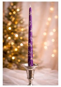 Luxury Hand-Painted Purple Taper Candle Gold Floral Design Rose Fragrance <b>Paraffin</b> Wax Smokeless Weddings Birthdays Christmas - Product Image 2