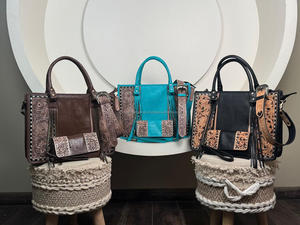 ODM OEM bolso de mano de piel de vaca de alta calidad y organizador de equipaje hecho a mano cartera de mano Conjunto Combinado de 2 piezas para mujer - Product Image 4