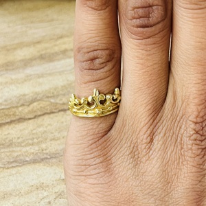 Anillo de Corona de Alta Demanda, Anillo Bohemio de Latón para Mujer, Chapado en Oro de 18k, Banda de Tiara, Joyería Gótica de Princesa, Anillo de Corona Vintage al por Mayor - Product Image 6