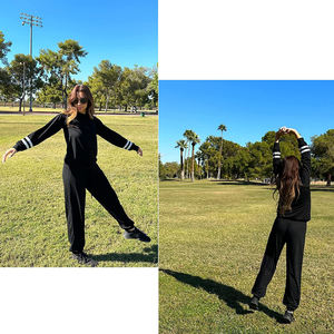 Ensemble de survêtement 2 pièces pour femme, imprimé, léger, coupe-vent, pantalon de jogging à manches longues avec fermeture éclair et poches - Product Image 3