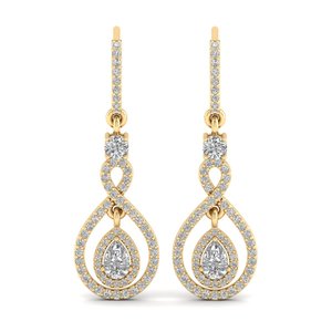 Boucles d'oreilles pendantes REYES en or massif 14 carats de haute qualité avec diamants CVD cultivés en laboratoire, fabrication OEM ODM, bijoux fins pour femmes - Product Image 2