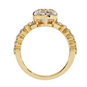 Anillo de Corona con Diamantes en Forma de Corazón, Oro de 18K, Banda Trenzada, Diamantes Cultivados en Laboratorio, Piedras Laterales con Pavé, Anillo de Novia - Product Image 3