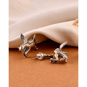 Fulhari Meera Jaipur India Fashion <b>Stud</b> <b>Earrings</b> <b>Silver</b> with Stylish Design - Product Image 4