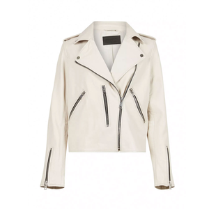 Chaqueta de Motociclista de Cuero Genuino Marrón para Mujer, de Alta Calidad, con Cierre y Cuello Camisero - Product Image 6