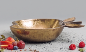 Plats de service et décoratifs en métal pour fruits, décorations de luxe, forme de pomme moderne, plateau en aluminium plaqué or avec feuilles - Product Image 5