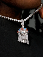 Pendentif Jésus personnalisé en argent 925 avec moissanite, diamants de couleurs fantaisie, plaqué or, style hip-hop, bijoux de prière, pour soirée, IGI