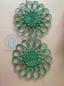 Set de table Natural Vibe pour la décoration de la salle à manger, décoration bohème écologique pour la maison, set de table en rotin vert fait à la main - Product Image 2