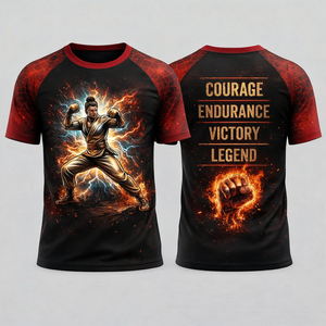 Camiseta Deportiva Ajustada de Manga Corta para Hombre, Sublimada, de Poliéster, para Gimnasio de Boxeo, con Diseño de Velocidad, Fuerza, Concentración y Corazón - Product Image 6
