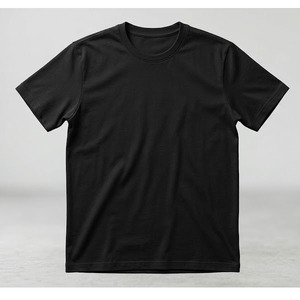 Camiseta de Algodón Negra Lisa para Hombre, Manga Corta, Cuello Redondo, Corte Regular, Informal, Tejido de Punto, Color Sólido - Product Image 4