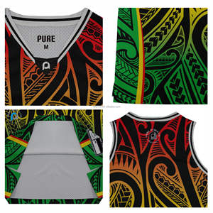 Maillot de basket-ball personnalisé Rasta Nouvelle-Zélande, sublimation Aotearoa, singlet maori polynésien, uniforme d'entraînement 100% polyester - Product Image 1