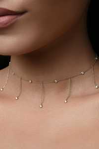 สร้อยคอเพชรทรงหยดน้ำแบบปรับได้ ขนาด 16-18 นิ้ว ตัวเรือนทองคำแท้ 14K ประดับเพชรทรงกลมเจียระไนแบบ Bezel Set เพชรเพาะเลี้ยง พร้อมตัวล็อกแบบ Lobster Clasp - Product Image 6