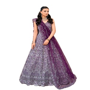 Mousseline de soie de luxe brodée à la main 3 pièces pour femmes Collection de mariage indien pakistanais Ramsha Volume Prêt-à-porter - Product Image 1