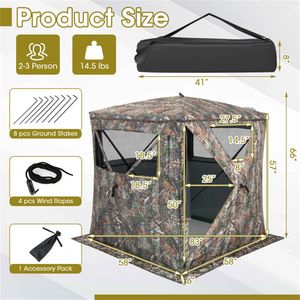 Tente de chasse pop-up en tissu occultant Stealth 150D, protection UV50+ et imperméable, avec accessoire de cadre en fibre de verre - Product Image 4