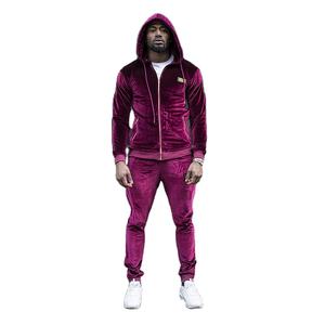 Survêtement de jogging en velours chaud pour homme, design usine, blocs de couleur, bandes réfléchissantes, fermeture éclair - Product Image 1