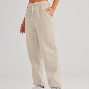 Pantalon de jogging pour femme, coupe oversize, jambe large, en molleton doux, style streetwear décontracté et confortable, avec cordon de serrage, Printemps - Product Image 4