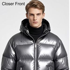 Bubble Oversized Custom Logo Front Outdoor <b>Puffer</b> Cotton Coat Autumn Plus Size <b>Men's</b> Stand Collar <b>Jackets</b> - Product Image 4