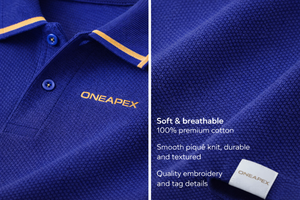<b>Mens</b> Royal Blue Polo <b>Shirt</b> Contrast Gold Stripe <b>Collar</b> Sleeve Custom Logo Business Casual Sportswear Golf Uniform <b>Shirt</b> - Product Image 5