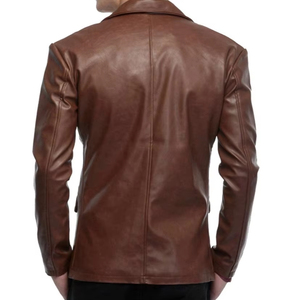Chaqueta de Cuero Genuino para Hombre, Cierre de un Botón, 340gsm, Cuello Alto, Color Personalizado, Manga Larga, Impermeable y Transpirable - Product Image 2