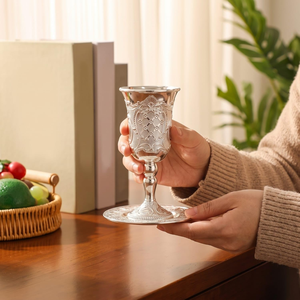 Decorative <b>Metal</b> Goblet with Ornate <b>Engraved</b> Design Vintage Style Drinking Cup for Home Dining Decor and Wholesale - Product Image 6