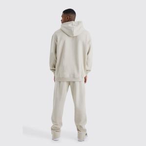 New Arrival Casual Men's Oversized Pullover Hooded Solid Color Tracksuits Custom Drop Shoulder Spring Hoodie & <b>Sweatpants</b> <b>Set</b> - Product Image 3