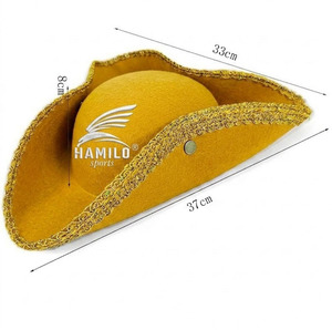 Nouveauté Chapeau de cowboy français en feutre de laine de haute qualité pour hommes, noir, tricorne, chapeau triangulaire, chapeau de garde d'honneur, chapeau Napoléon - Product Image 5
