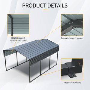 Abri d'auto extérieur robuste de 10x15 pieds, cadre de toit en acier galvanisé, auvent en métal, grand équipement de stationnement d'allée de garage pour voitures - Product Image 6