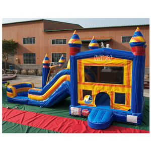 Château gonflable en PVC durable à prix avantageux pour enfants, toboggan aquatique à double voie avec piscine pour l'été - Product Image 3