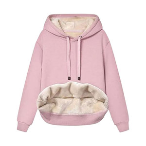 Factory Direct Women Oversized Fleece Hoodie Loose Casual <b>Plain</b> <b>Sweatshirt</b> Wholesale Custom Logo Loose Fit Women Drop Shoulder - Product Image 4