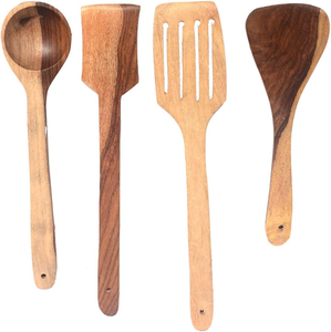 Cuillères de cuisine et de service en bois d'acacia, cuillères à mélanger en bois naturel pour restaurants et hôtels - Product Image 4