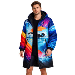 Performance Swim Parka <b>Long</b> Coat, Hooded <b>Waterproof</b> <b>Jacket</b> with Thermal Fleece Lining, Durable Design and Striking Swim Design - Product Image 4