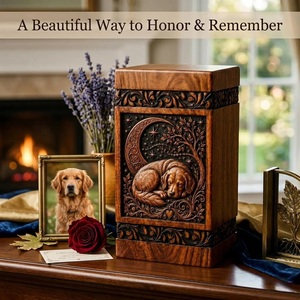 Personalized Wooden Dog Urn Eco-Friendly & Durable American Style <b>Memorial</b> Ashes <b>Box</b> for Pet Cremation 200 Cubic Inch Capacity - Product Image 5
