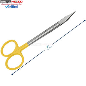 Tijeras Manuales T/C Goldman Fox de 5 Pulgadas, Curvas, de Acero Inoxidable, Super Corte, Hojas Extra Finas y Afiladas, para Tejido Gumoso, Cirugía de Precisión - Product Image 2