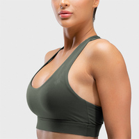 Soutien-gorge de sport amovible pour femme, grande taille, avec logo personnalisé, écologique, respirant, séchage rapide, maintien moyen, col en V, pour le yoga