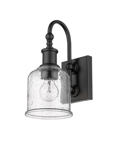 Rustic Black Metal <b>Wall</b> <b>Sconce</b> With Clear Glass Shade Irregular Pattern Round Design Handcrafted Finish - Product Image 3