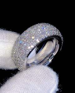 Classic Diamond Wedding <b>Rings</b> 18K Gold Plated White Gold Round Brilliant Cut Unisex Jewelry - Product Image 2