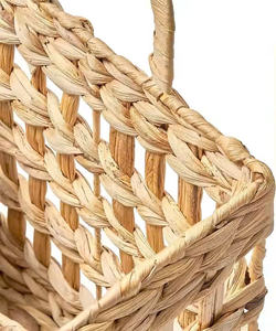 Cesta de pared para revistas y libros, tejida con jacinto de agua natural, bolsa de almacenamiento de pared para artículos del hogar - Product Image 3