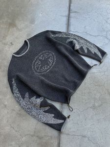 Suéter de punto azul claro de alta calidad con gráfico abstracto de estrellas, jersey jacquard, estilo urbano holgado para invierno, venta al por mayor - Product Image 4