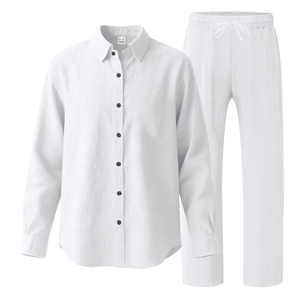 Men's Printed Plus Size 2-Piece Cotton <b>Set</b> Shirt Baggy Pants Wide Leg Beach Yoga Summer Casual - Product Image 6