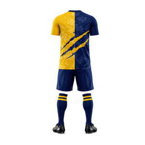 Conjunto de Camiseta de Fútbol Ekin Impex para Hombre, Manga Corta, Azul y Amarillo, Sublimada, Absorbente de Humedad, Uniforme Deportivo - Product Image 4
