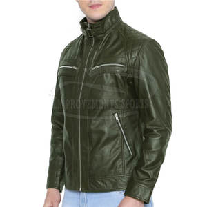 Veste en cuir à fermeture éclair à col montant pour hommes de haute qualité Tissu d'hiver à capuche dans toutes les couleurs et tailles État neuf - Product Image 4