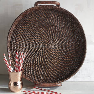 Grossiste d'usine Plateau de service en rotin Serveur de restauration rapide avec poignées pour autres événements Salle de bain et salons - Product Image 2