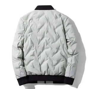 Blouson d'hiver pour homme, couleur unie, fermeture éclair, coupe-vent, rembourrage en polyester, col montant, coupe classique - Product Image 3