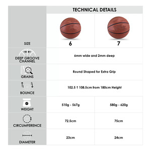 Balón de Baloncesto CONX Personalizable de Alta Calidad y Duradero, Talla 6, Blanco, para Niños y Jóvenes, Cubierta de PVC, Cámara de Goma Natural, Modelo Ligero - Product Image 4