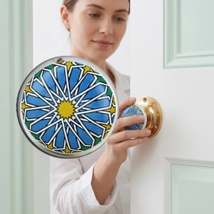 Poignée de porte moderne en céramique avec insert en porcelaine motif étoile bleue, durable, écologique et réglable pour armoire, bar et chambre à coucher - Product Image 5