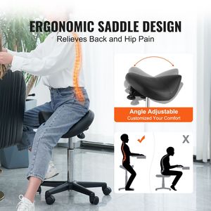 "<b>Height</b> <b>Adjustable</b> Swivel Saddle <b>Stool</b> Chair for Salon 400 LBS Weight Capacity Thickened PU Leather" - Product Image 3